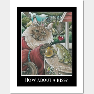 The Frog Princess Cat - How About A Kiss? - White Outlined Version Posters and Art